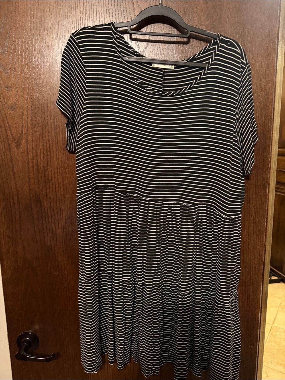 Black and White Striped Women's Babydoll Dress
